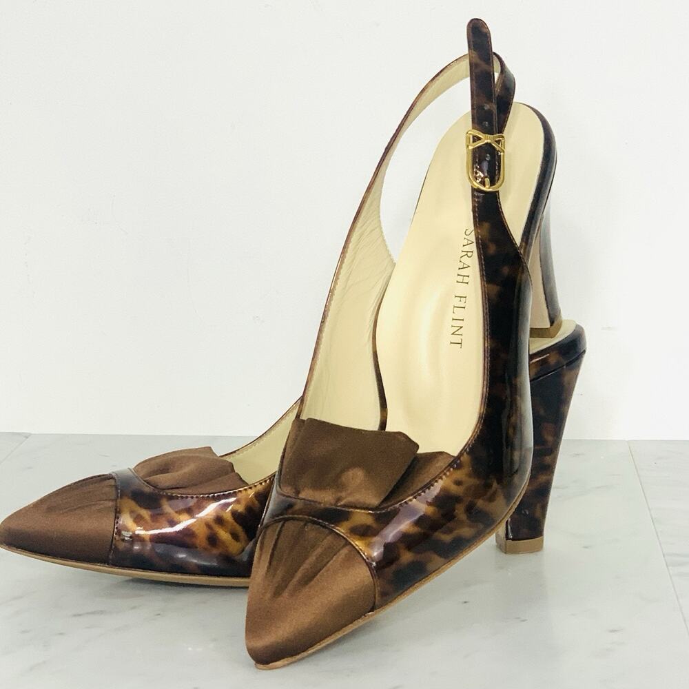 Sarah Flint Brown Tortoiseshell Slingback Heels